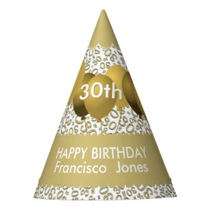 Chapeaux De Fètes 30e anniversaire Numéro Motif Gold/White Scallops