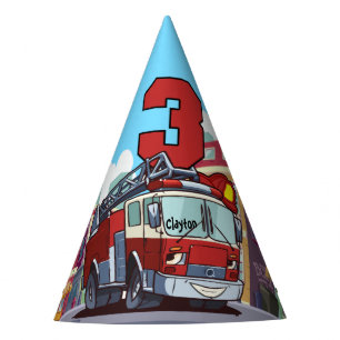 Chapeaux De Fètes 3ème Camion de pompiers d'anniversaire