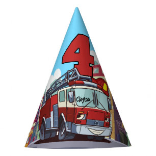 Chapeaux De Fètes 4ème Camion de pompiers d'anniversaire