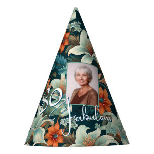 Chapeaux De Fètes 80 et fabuleux Motif Flower Photo Anniversaire