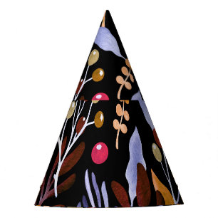 Chapeaux De Fètes Abstrait Plantes d'aquarelle herbes Motif