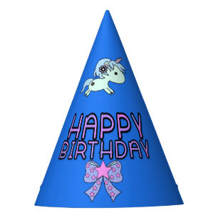Chapeaux De Fètes Adorable Unicorn Joyeux Anniversaire Ruban Star