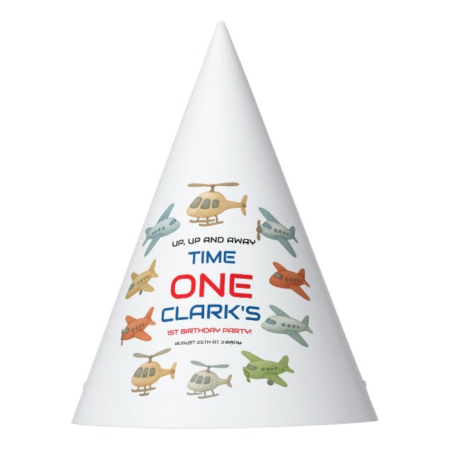 Chapeaux De Fètes Airplane Boy 1st Birthday Party | Sky Theme  (Devant)