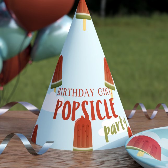 Chapeaux De Fètes Amusant Personnalisé Anniversaire Fille Popsicle C (Perfect party hat for a Popsicle Party. Add your name!)