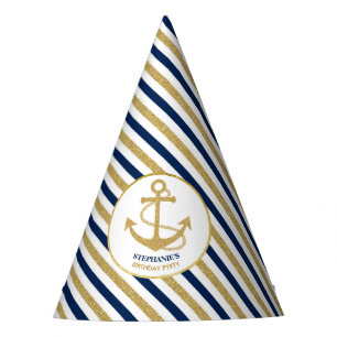 Chapeaux De Fètes Ancre d'or bleu marine