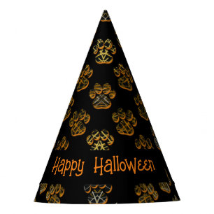 Chapeaux De Fètes Animal Paw Silhouette Happy Halloween Noir