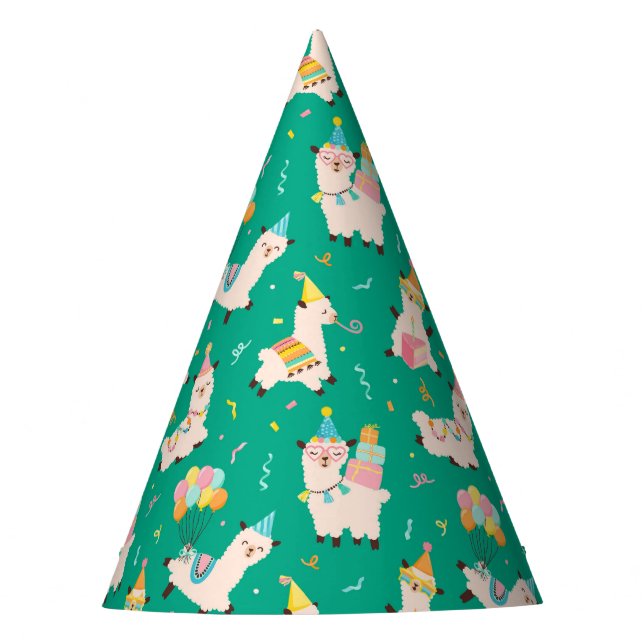 Chapeaux De Fètes Animaux de Fête Lama Anniversaire Vert (Devant)