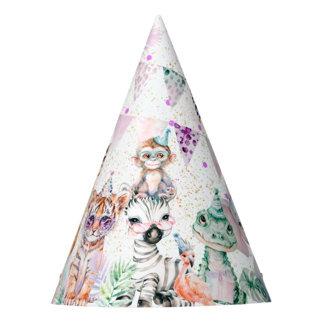 Chapeaux De Fètes Animaux de fête moderne Safari Jungle Zoo Annivers (Devant)