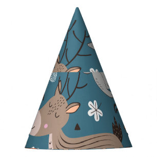 Chapeaux De Fètes Animaux forestiers, bleu, style scandinave