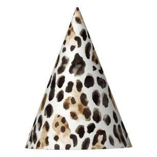 Chapeaux De Fètes Anniversaire Animal Léopard Brun Noir Crème