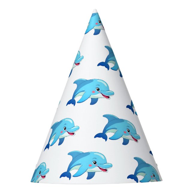 Chapeaux De Fètes Anniversaire d'animaux de mer dauphin mignon (Devant)