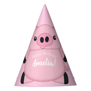 Chapeaux De Fètes Anniversaire de Cochon Rose