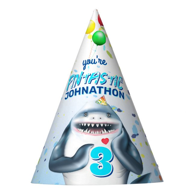 Chapeaux De Fètes Anniversaire de enfant Fintastic Shark (Devant)