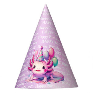 Chapeaux De Fètes Anniversaire de mignonne Anime Axolotl rose et vio