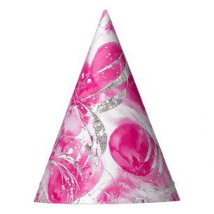 Chapeaux De Fètes Anniversaire des Cercles de Glam en Argent Rose