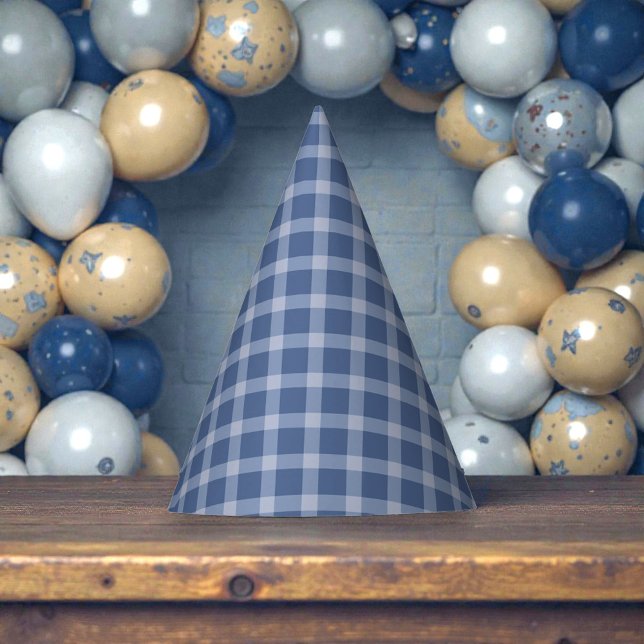 Chapeaux De Fètes Anniversaire gingham bleu enfant (Créateur téléchargé)