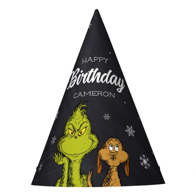 Chapeaux De Fètes Anniversaire Grinch Tableau Noir (Devant)