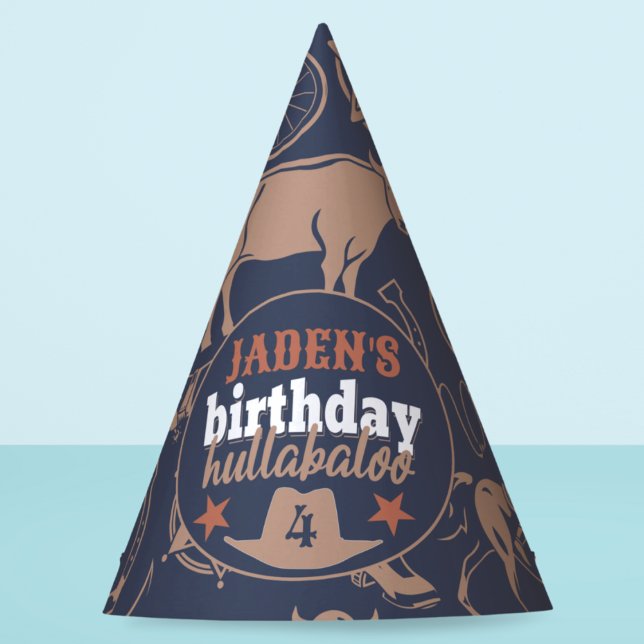 Chapeaux De Fètes Anniversaire Hullabaloo Occidental Cowboy Annivers (birthday hullabaloo birthday party hat cowboy Wild West Country western theme custom name and age)