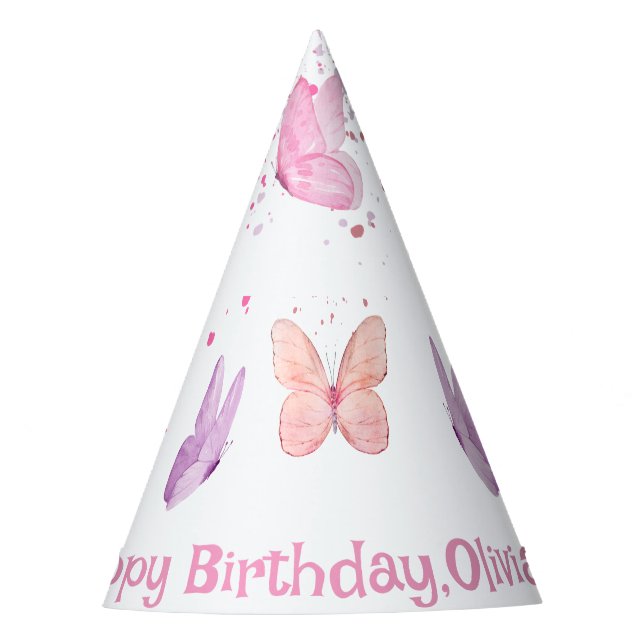 Chapeaux De Fètes Anniversaire Papillon Rose Violet (Devant)