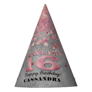 Chapeaux De Fètes Anniversaire seize ans Parties scintillant argen
