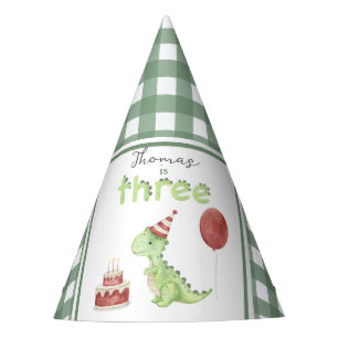 Chapeaux De Fètes Anniversaire Trois Dinosaure Aquarelle