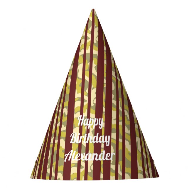 Chapeaux De Fètes Any Age Happy Birthday Rustic Stripe Pattern (Devant)