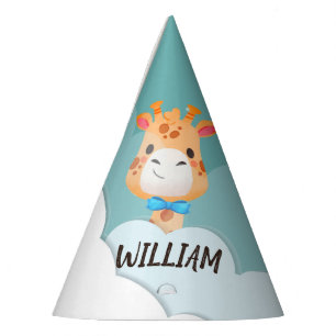 Chapeaux De Fètes Aquarelle bébé Giraffe, Safari Animaux Anniversair