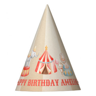 Chapeaux De Fètes Aquarelle Cirque Animaux Anniversaire