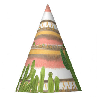 Chapeaux De Fètes Aquarelle de cactus, arrière - plan rayé, couche t
