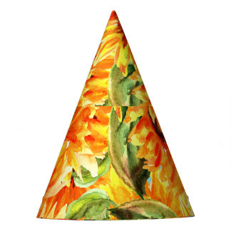 Chapeaux De Fètes Aquarelle de tournesol : Illustration transparente