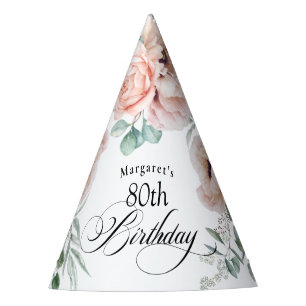 Chapeaux De Fètes Aquarelle douce Floral 80e anniversaire