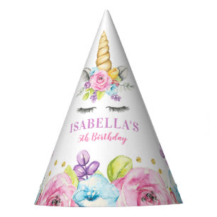 Chapeaux De Fètes Aquarelle Floral Unicorne Anniversaire