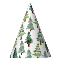 Aquarelle Forêt de pin rustique Motif hiver