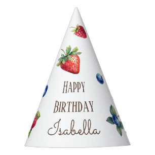 Chapeaux De Fètes Aquarelle Fraise Bébé Berry Premier anniversaire