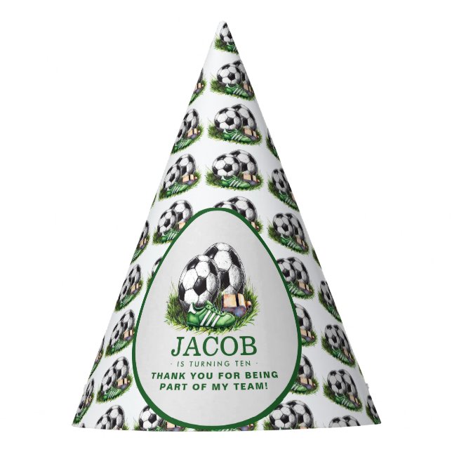 Chapeaux De Fètes Aquarelle marine verte pour enfants de soccer (Devant)