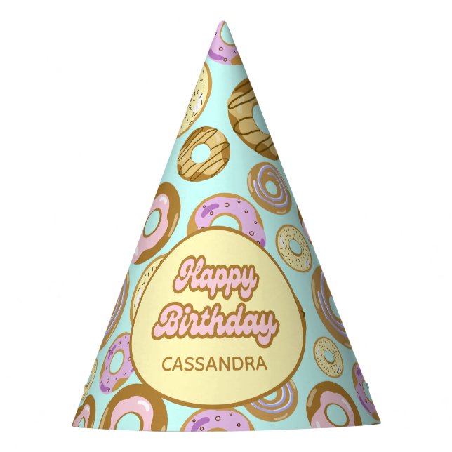 Chapeaux De Fètes Aquarelle mignonne Pastel Saupoudrer Vert Donut (Devant)