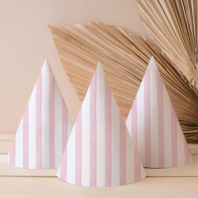 Chapeaux De Fètes Aquarelle moderne rose rayée (Créateur téléchargé)
