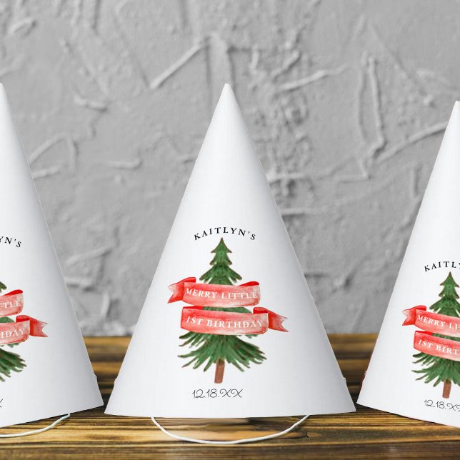 Chapeaux De Fètes Aquarelle Pine Arbre Joyeux Petit Anniversaire (Créateur téléchargé)