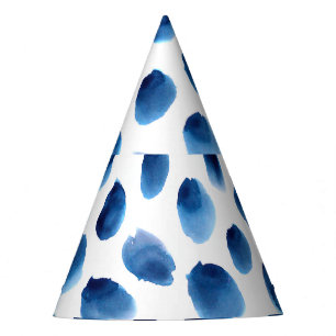 Chapeaux De Fètes Aquarelle Points Bleus : Peint à la main sans cout