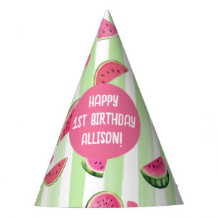 Chapeaux De Fètes Aquarelle rose, Fruit One dans le melon Anniversai