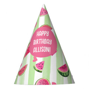 Chapeaux De Fètes Aquarelle rose, Fruit One dans le melon Anniversai