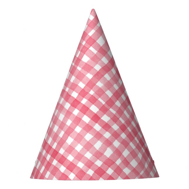 Chapeaux De Fètes Aquarelle rouge Plaid Motifs fête d'anniversaire C (Devant)