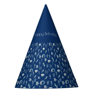 Chapeaux De Fètes Aquarelle sous le Motif de mer