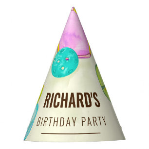 Chapeaux De Fètes Aquarelle Thème Pickleball Sports Anniversaire