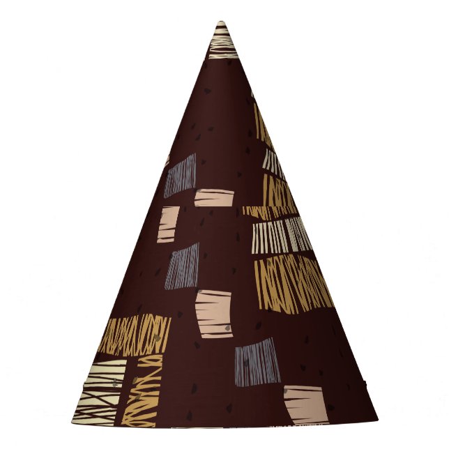 Chapeaux De Fètes Arrière - plan tribal ethnique Brown géométrique (Devant)