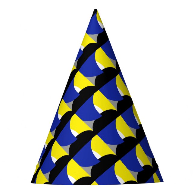 Chapeaux De Fètes Art Abstrait bleu jaune (Devant)