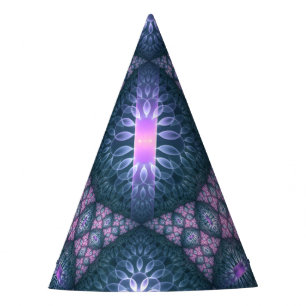 Chapeaux De Fètes Art abstrait de fractale 3D bleu violet rose