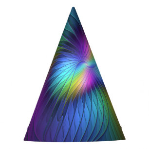 Chapeaux De Fètes Art abstrait moderne coloré avec du bleu fractal