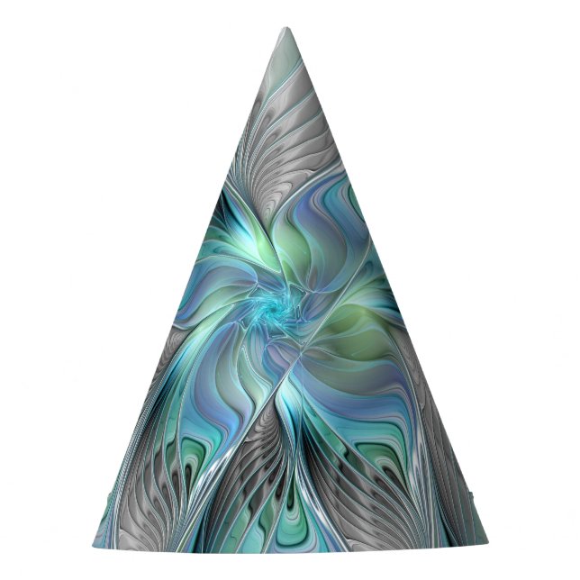 Chapeaux De Fètes Art abstrait papillon bleu vert fantasy fractal (Devant)