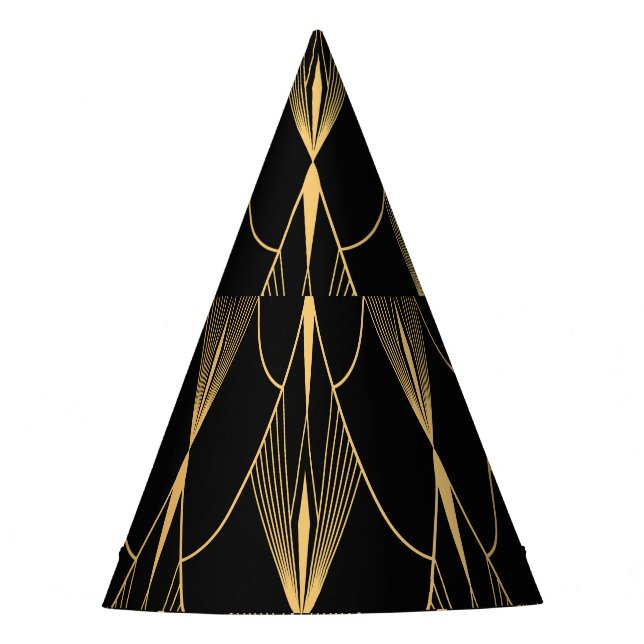 Chapeaux De Fètes Art Déco : Noir Or sans couture luxe (Devant)
